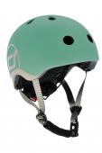 Дитячий шолом Scoot & Ride сіро-зелений з ліхтариком FOREST
