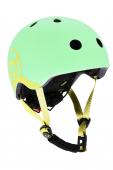 Детский шлем Scoot & Ride зеленый с фонариком KIWI