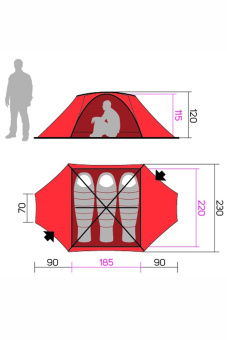 Палатка Hannah Covert 3 WS mandarin red/dark shadow трехместная - 10003204HHX